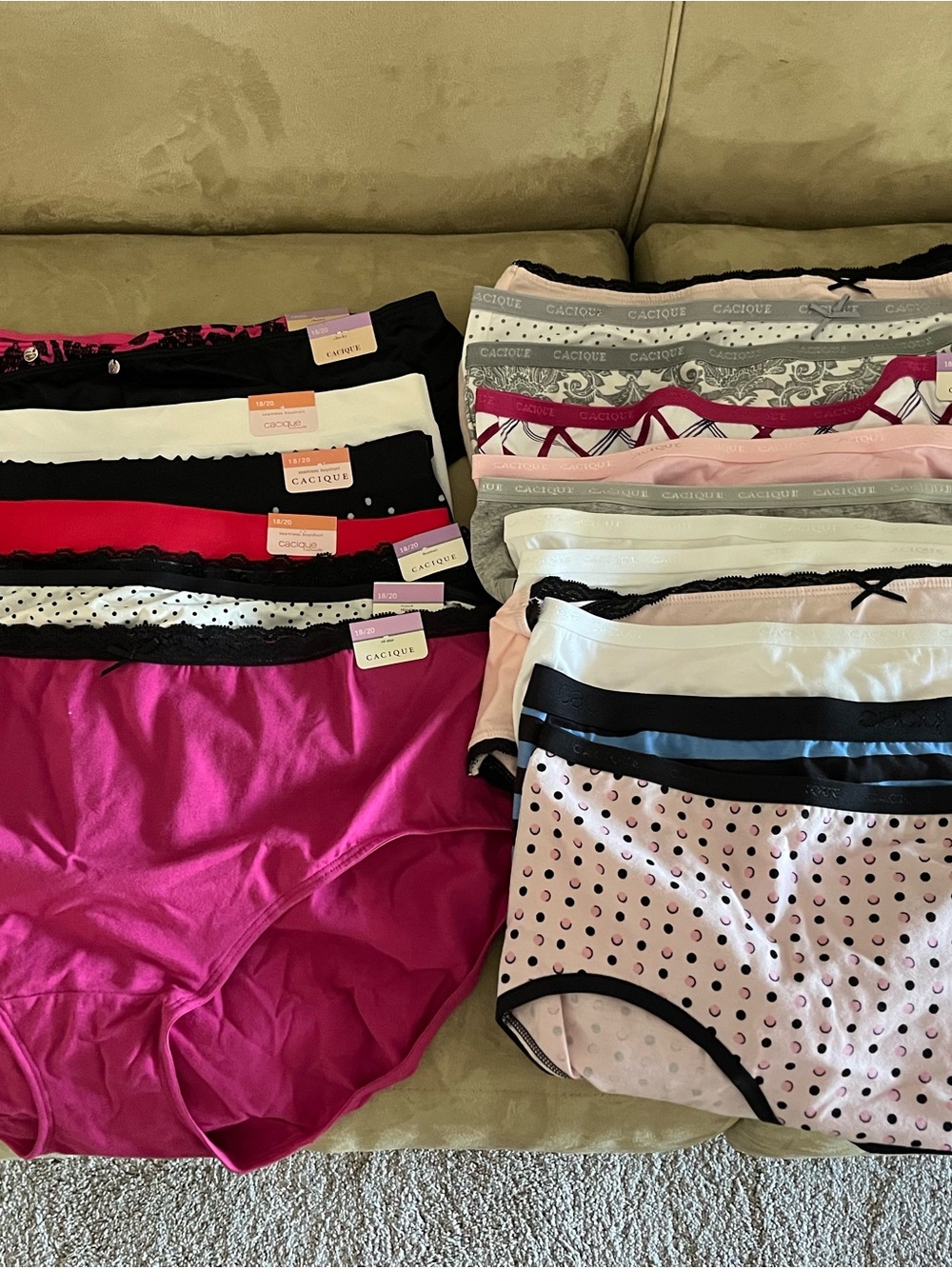 Cacique Assorted Women’s Briefs in Pink, Black, White and Gray - 21 pairs